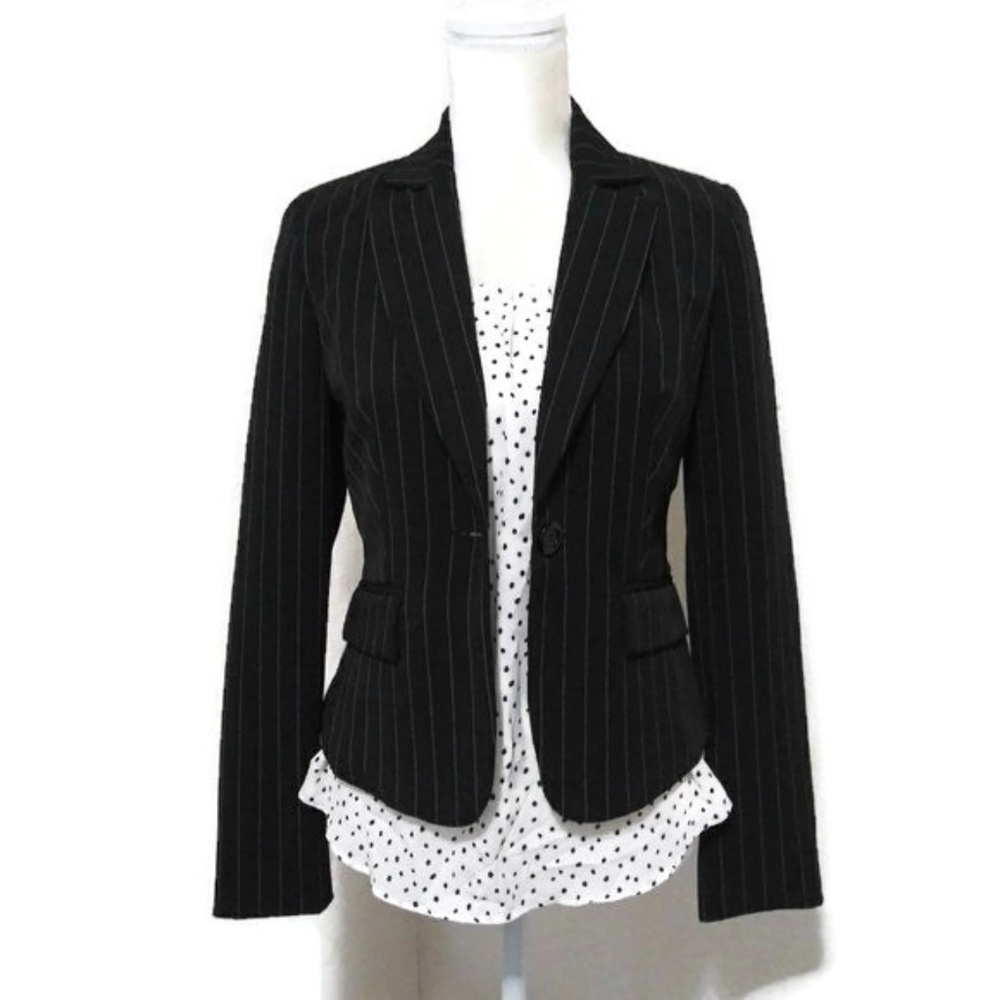My Michelle Black Pinstripe Blazer SM